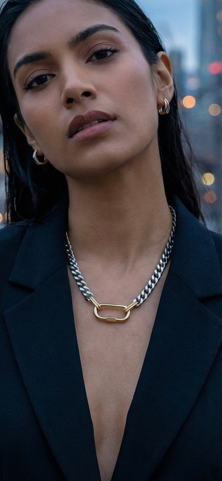 Two-Tone Carabiner Cuban Chain