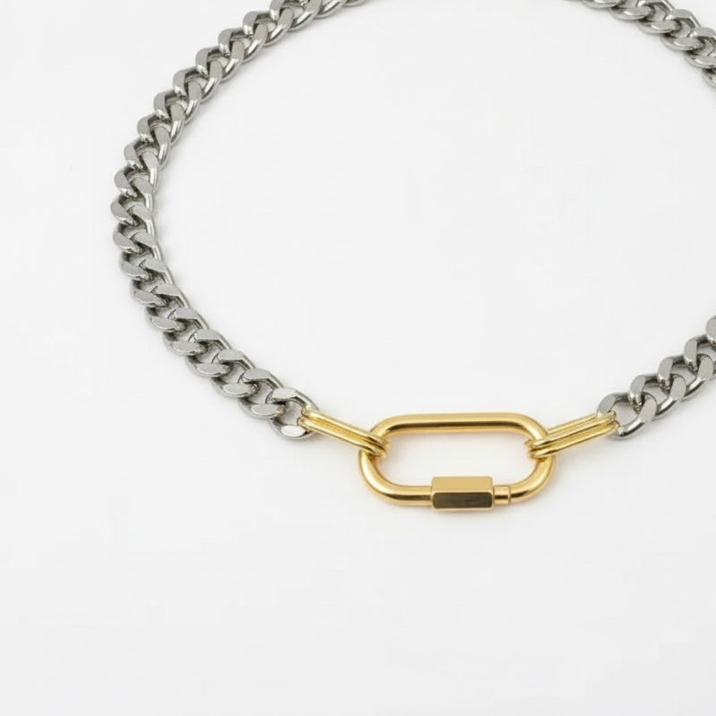 Two-Tone Carabiner Cuban Chain