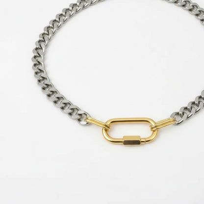 Two-Tone Carabiner Cuban Chain