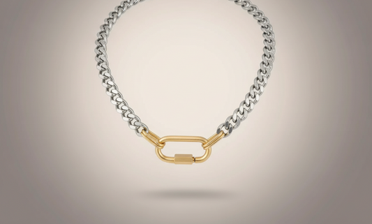 Two-Tone Carabiner Cuban Chain